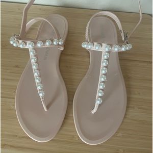 Stuart Weizmann Goldie Pearly Stud Jelly Sandals